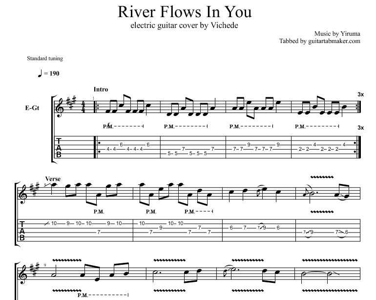 Yiruma river flows in you на гитаре разбор