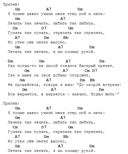 Душистый план аккорды и бой