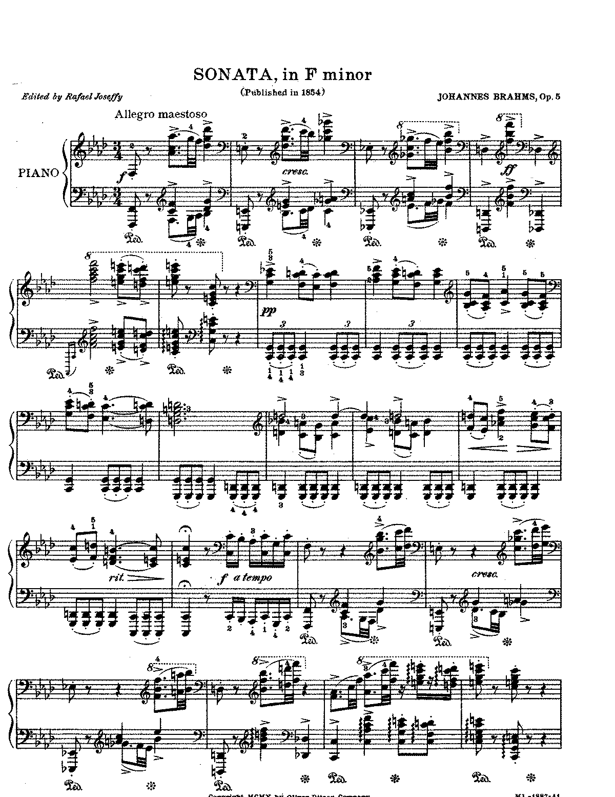 Сонаты брамса. Брамс Соната для фортепиано 3 фа минор. Брамс Соната 3 Ноты. Sonata in 3 Minor Ноты. Соната фа минор Ноты.