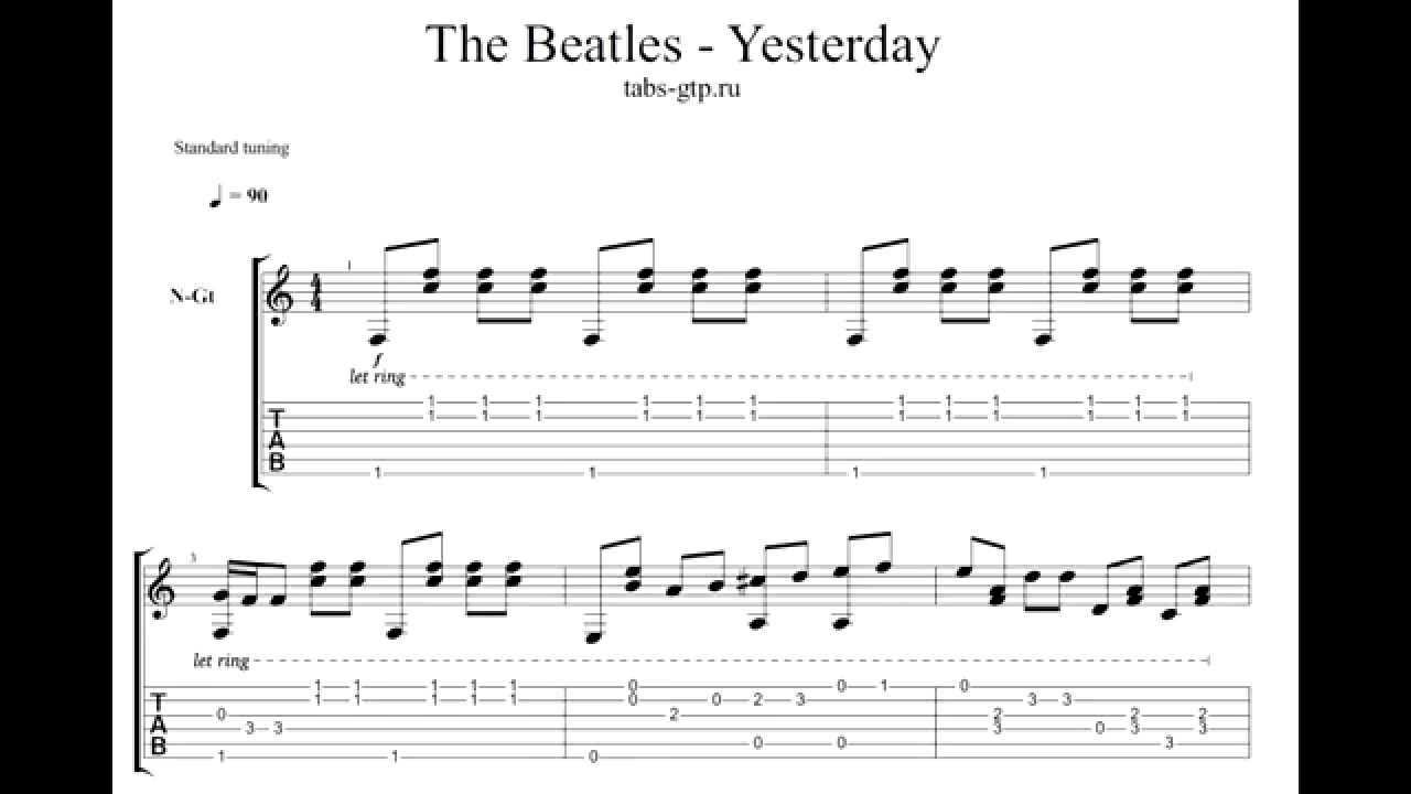 Yesterday на гитаре Знаменитый и не стареющий хит группы Beatles в простой аранжировке на одной струне Табы в нескольких вариантах для удобного просмотра с любых устройств