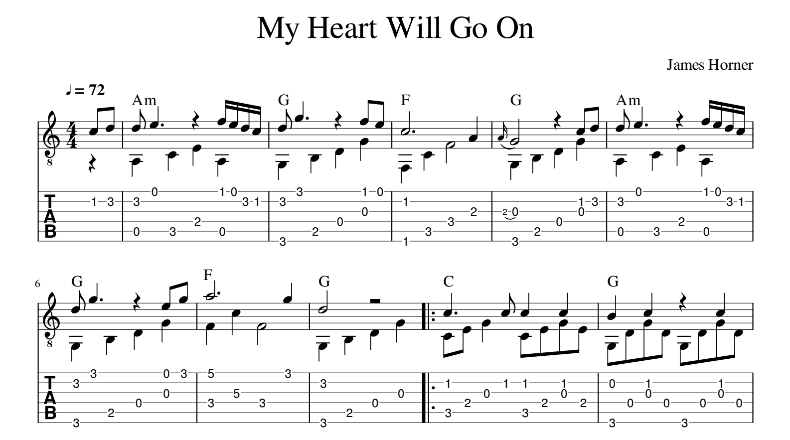 My heart will go on аккорды