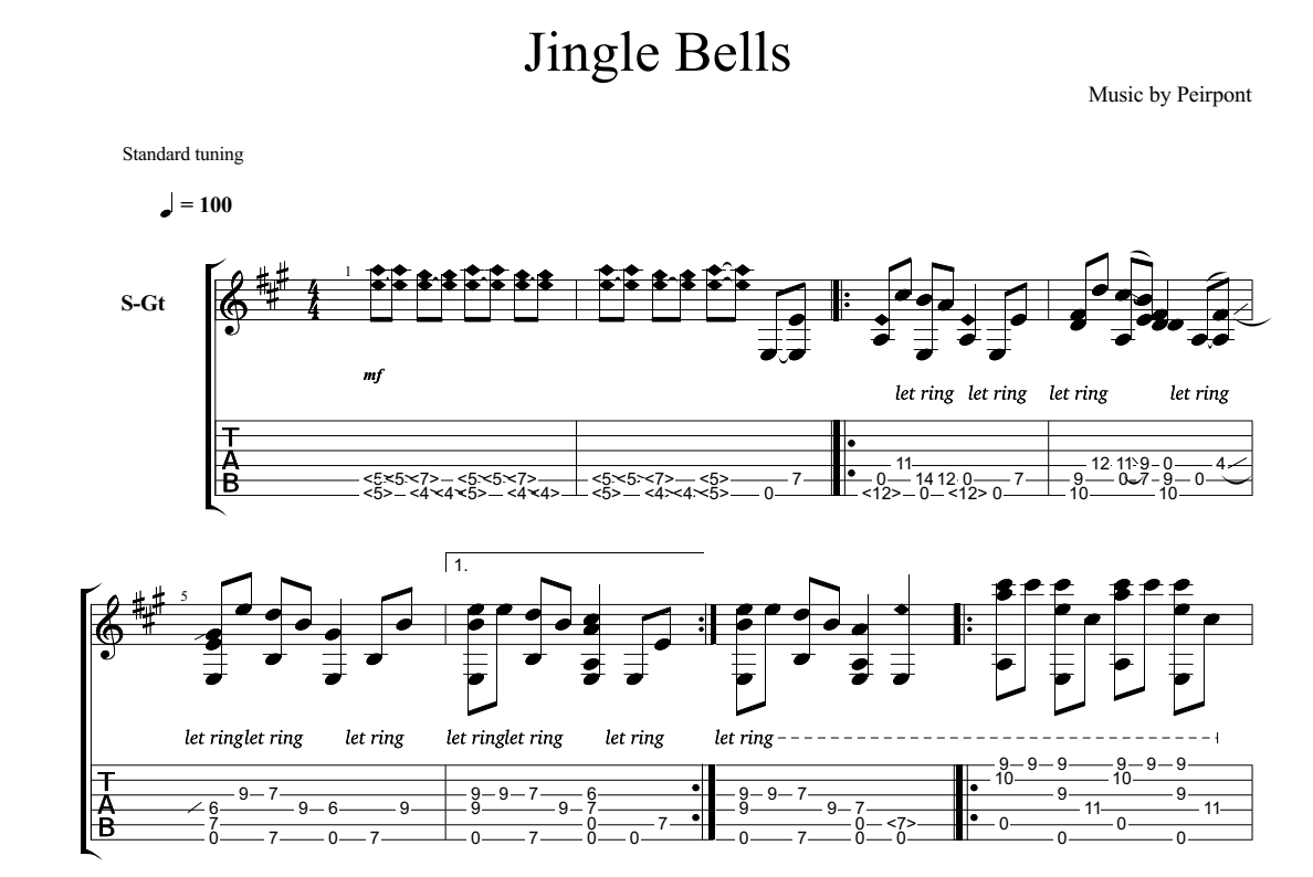 Jingle Bells на гитаре Табы популярной новогодней мелодии в подборе на одной струне гитары Отличный пример для начинающих гитаристов, начавших недавно осваивать инструмент