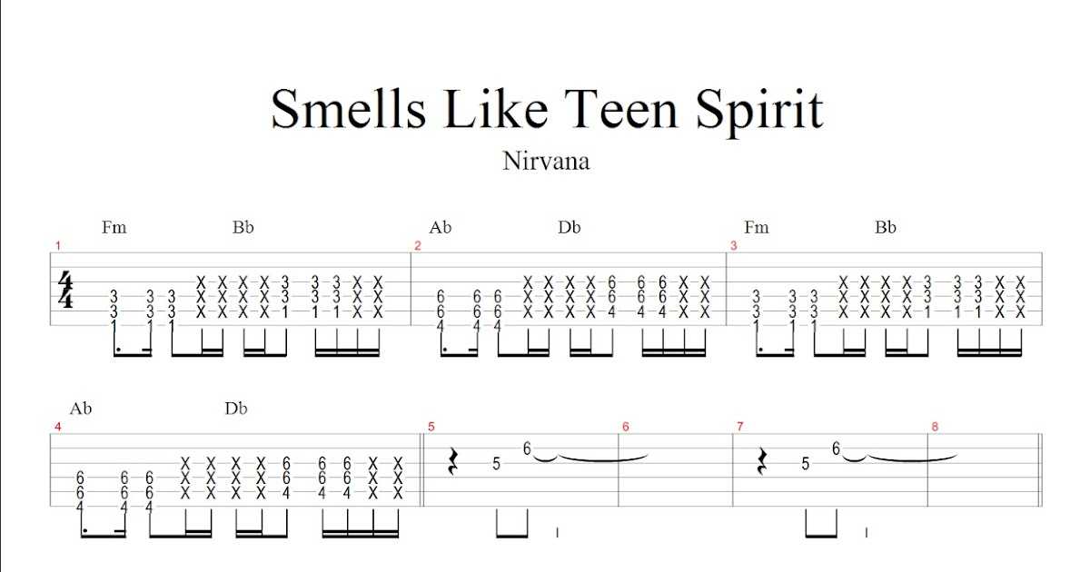 Смелс лайк тин спирит. Табы Nirvana smells like Spirit.