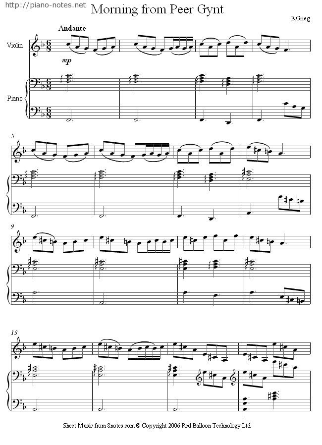 Grieg piano sheet music