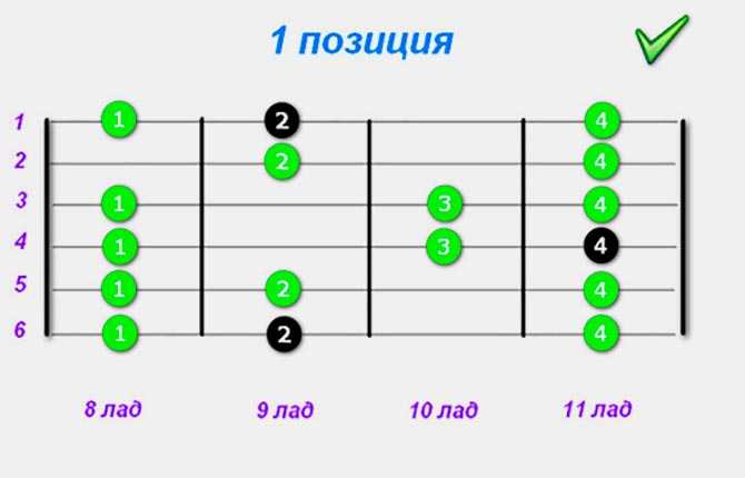 Гаммы для гитары (ноты и табы). переменный штрих