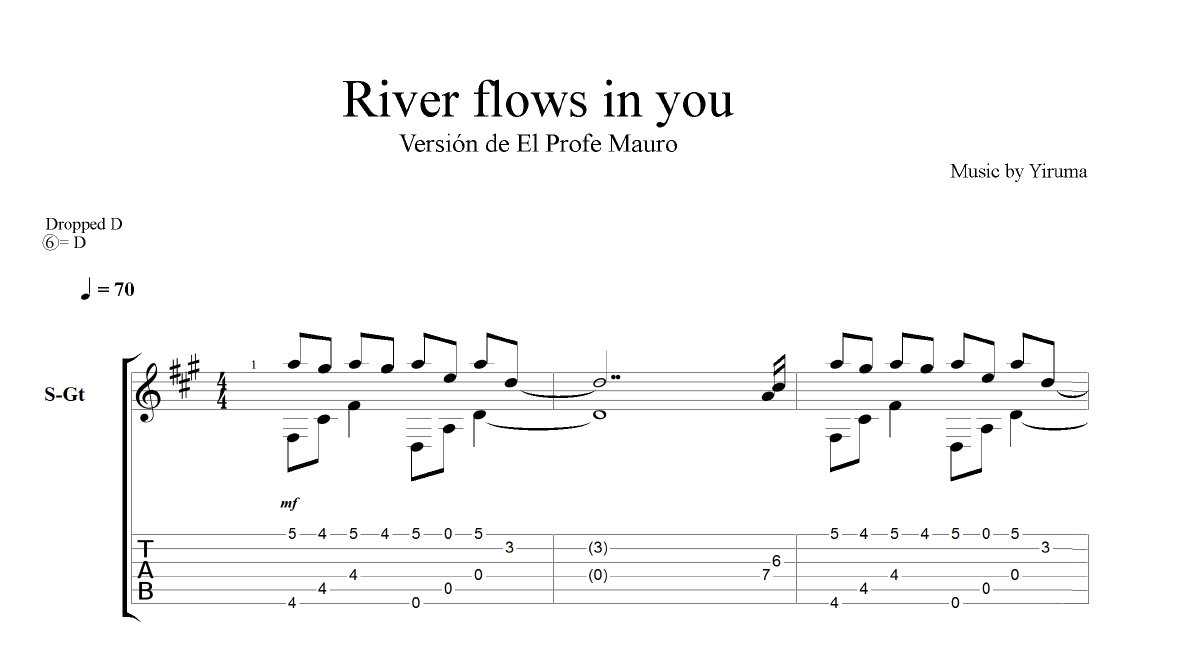 Как играть «river flows in you» на гитаре. табы мелодии на одной струне и разбор сложного варианта
