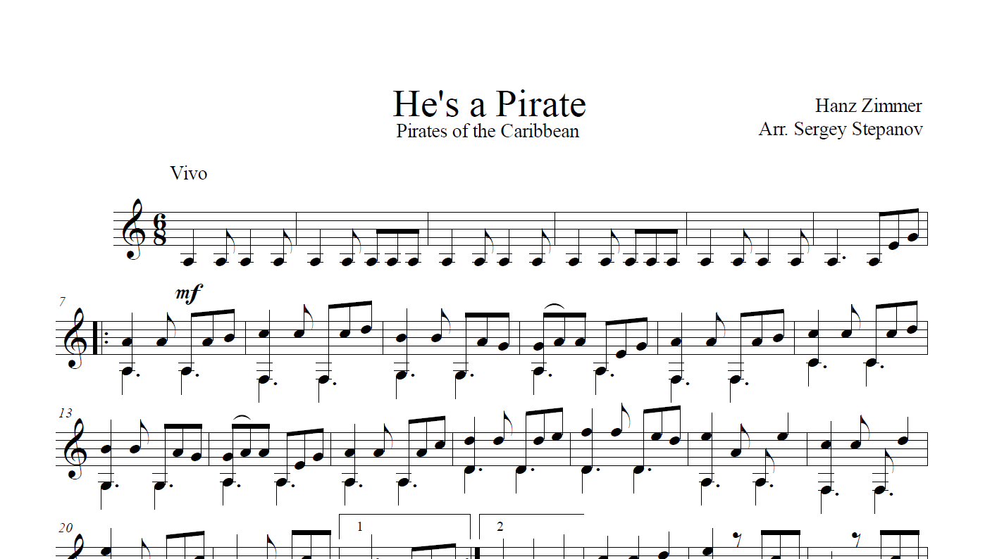 He's a pirate chords