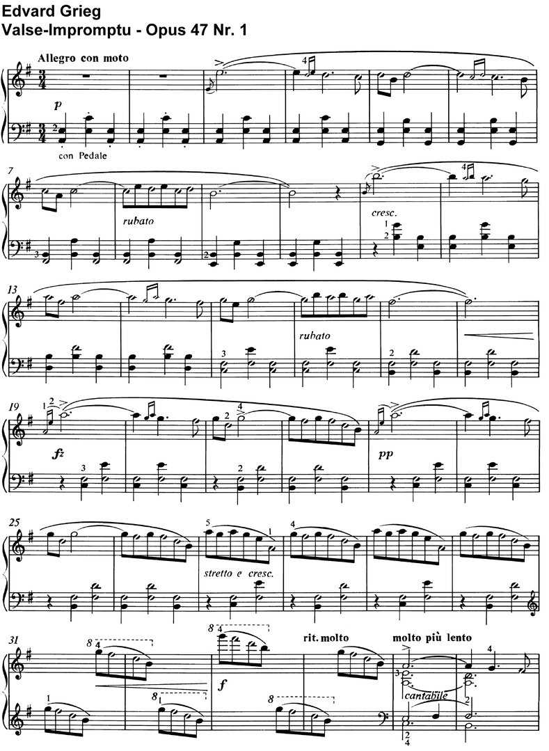 Grieg piano sheet music